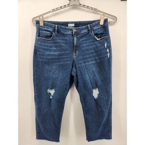 AVA & VIV Womens Distressed Cropped Jeans Plus Size 22W Dark Wash Denim